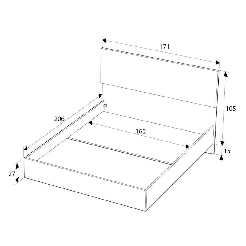 Oryana Megapap melamine bed in walnut color 160x200cm.