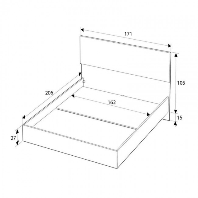 Oryana Megapap melamine bed in white color 160x200cm.
