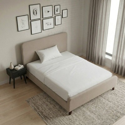 Κρεβάτι Ovelia Megapap υφασμάτινο χρώμα μπεζ 120x200εκ.