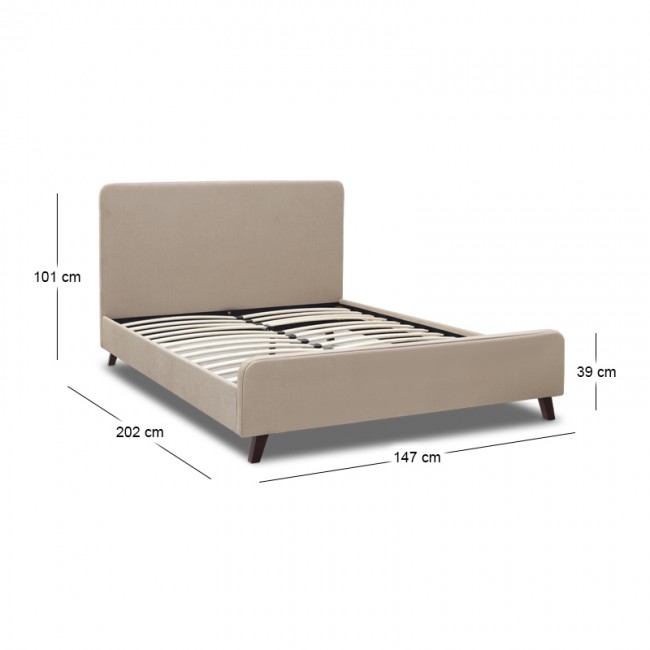 Κρεβάτι Ovelia Megapap υφασμάτινο χρώμα μπεζ 140x190εκ.