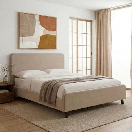 Ovelia Megapap fabric bed in beige color 150x200cm.