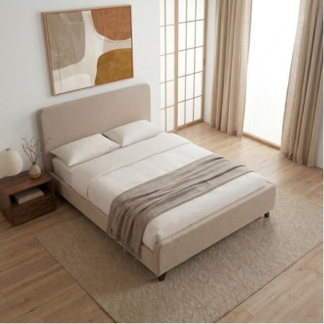 Ovelia Megapap fabric bed in beige color 150x200cm.