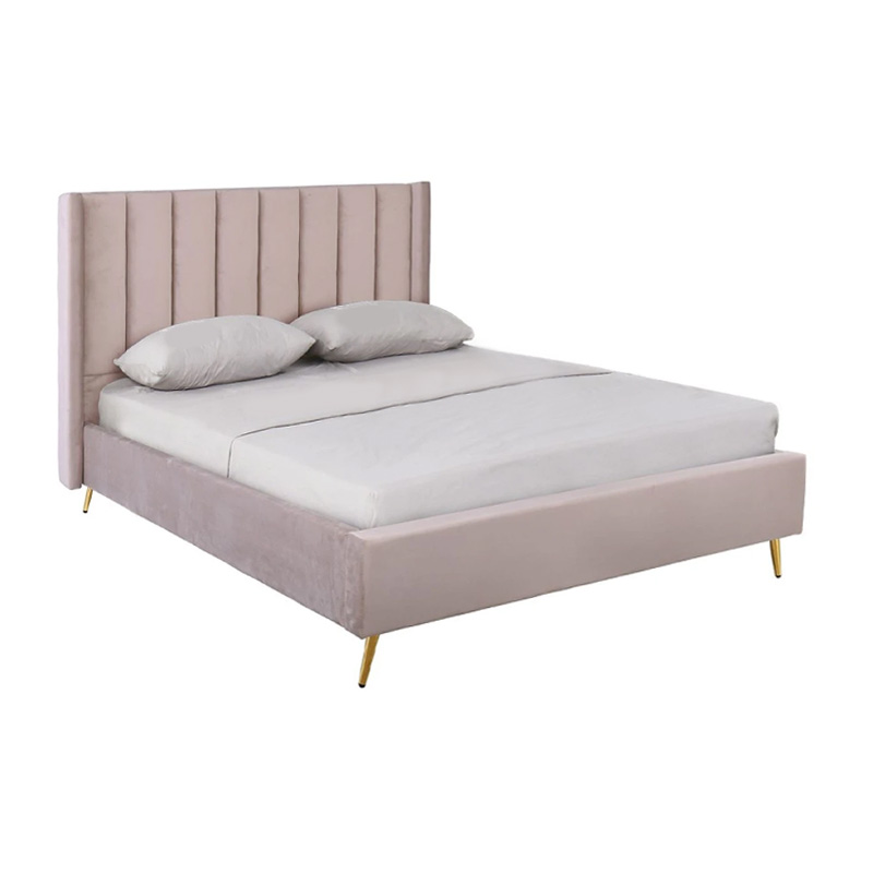PASSION  Κρεβάτι Διπλό για Στρώμα 160x200cm, Ύφασμα Velure Απόχρωση Cappuccino