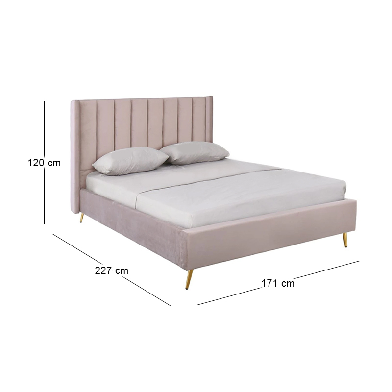 PASSION  Κρεβάτι Διπλό για Στρώμα 160x200cm, Ύφασμα Velure Απόχρωση Cappuccino