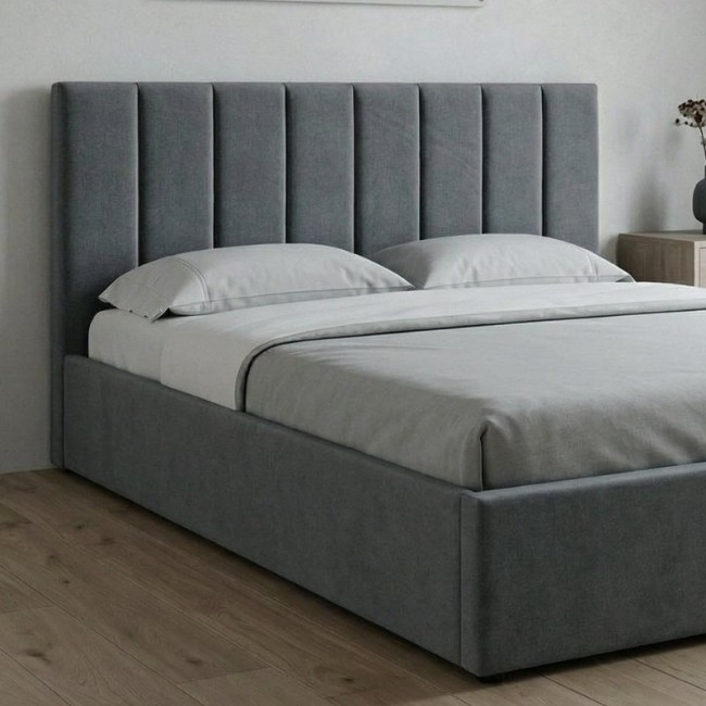 Κρεβάτι Renata Megapap υφασμάτινο με αποθηκευτικό χώρο χρώμα γκρι 150x200εκ.