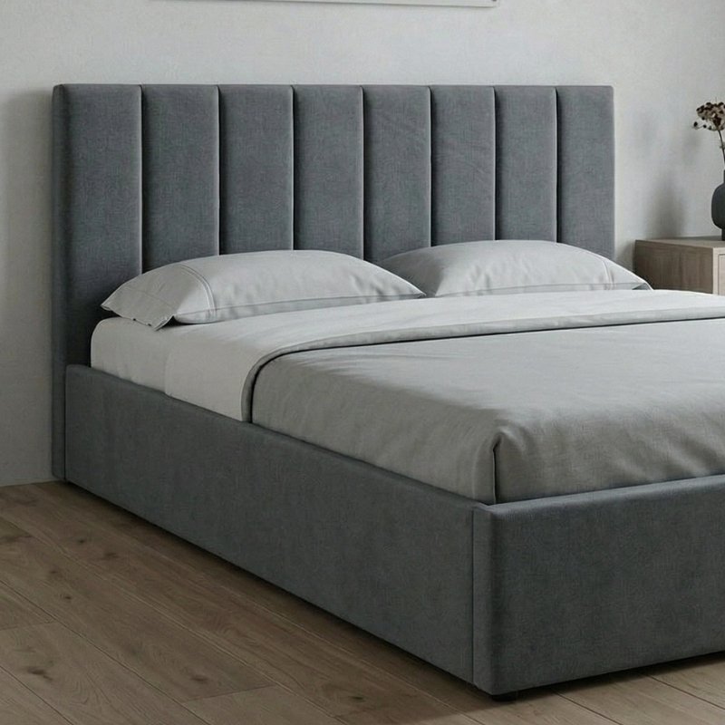 Renata Megapap fabric bed with storage space in grey color 150x200cm.
