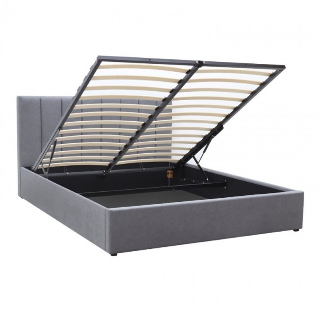 Κρεβάτι Renata Megapap υφασμάτινο με αποθηκευτικό χώρο χρώμα γκρι 150x200εκ.