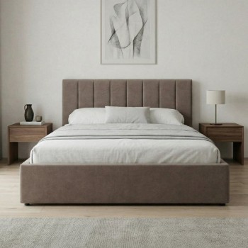 Renata Megapap fabric bed with storage space in beige color 150x200cm.