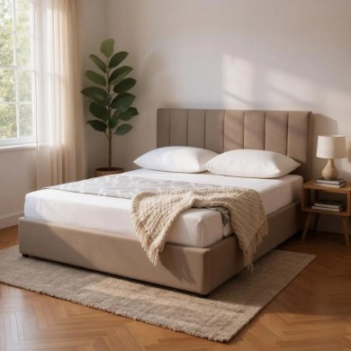 Renata Megapap fabric bed with storage space in beige color 160x200cm.