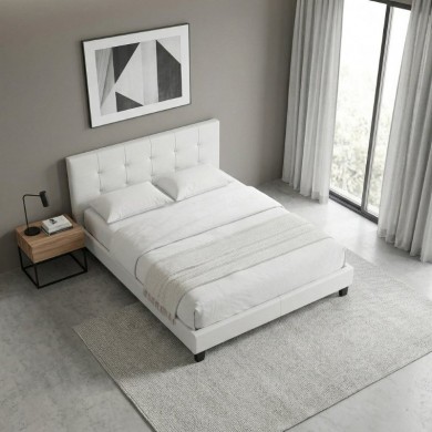 Κρεβάτι Sissy Megapap από τεχνόδερμα χρώμα λευκό 160x200εκ.