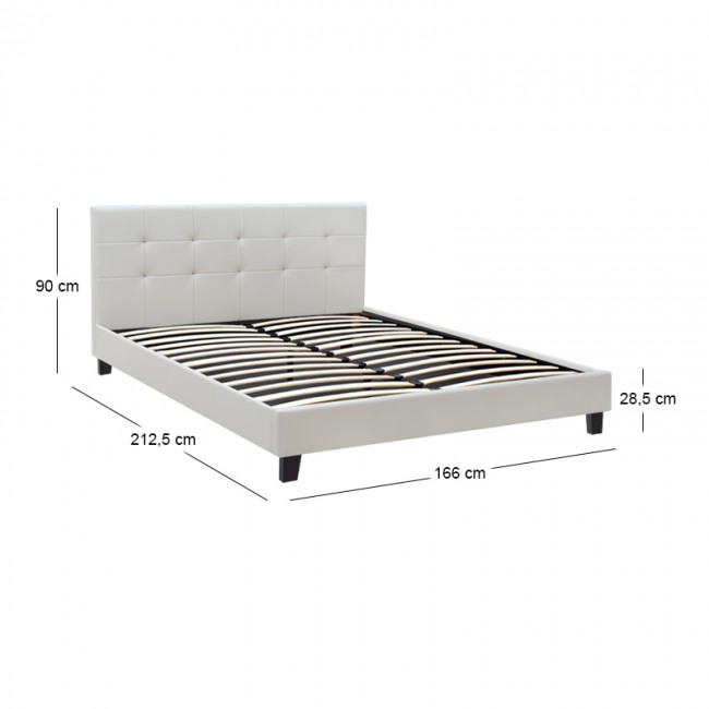 Κρεβάτι Sissy Megapap από τεχνόδερμα χρώμα λευκό 160x200εκ.