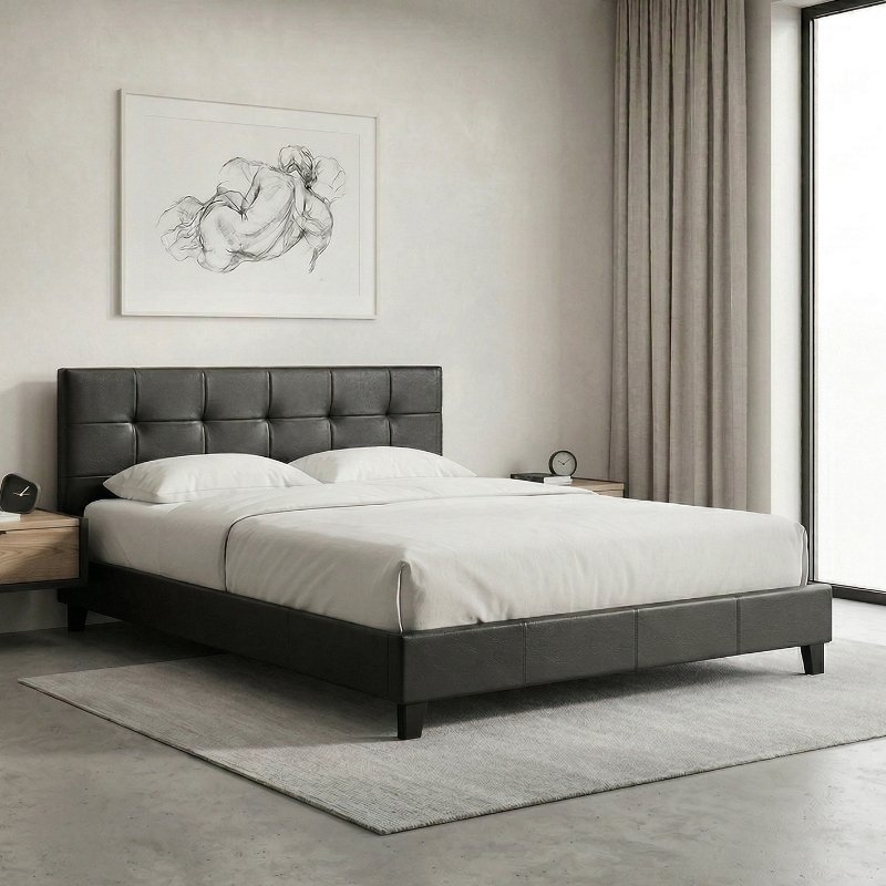 Sissy Megapap PU leather bed in black color 160x200cm.