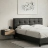 Κρεβάτι Sissy Megapap από τεχνόδερμα χρώμα μαύρο 160x200εκ.