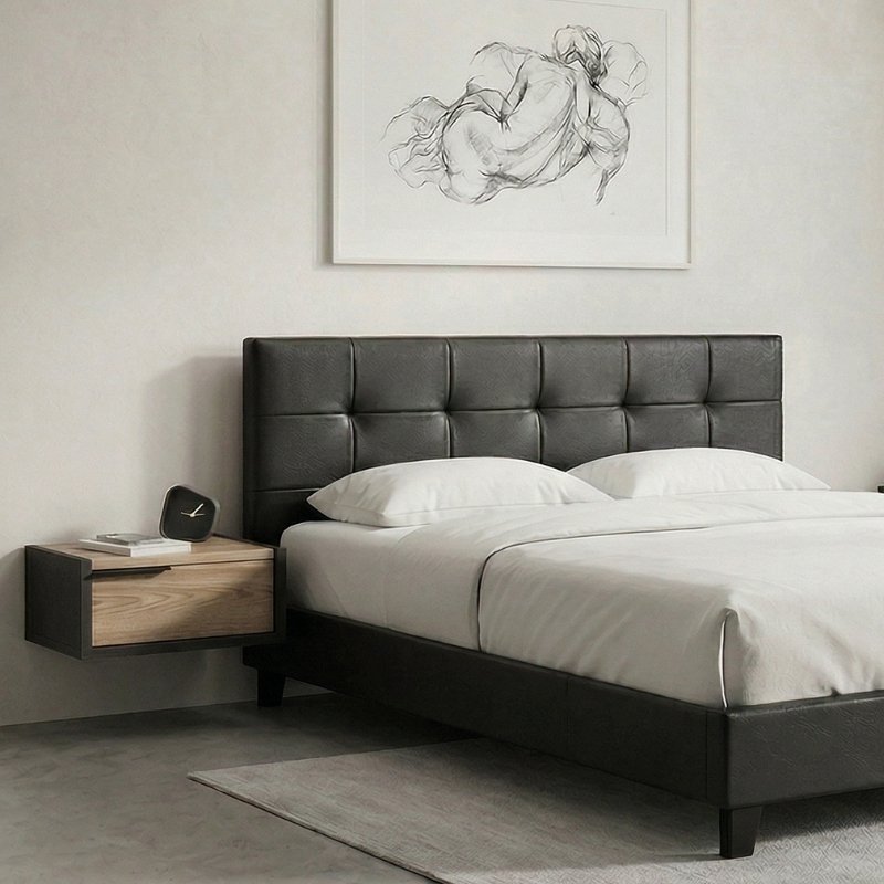 Sissy Megapap PU leather bed in black color 160x200cm.