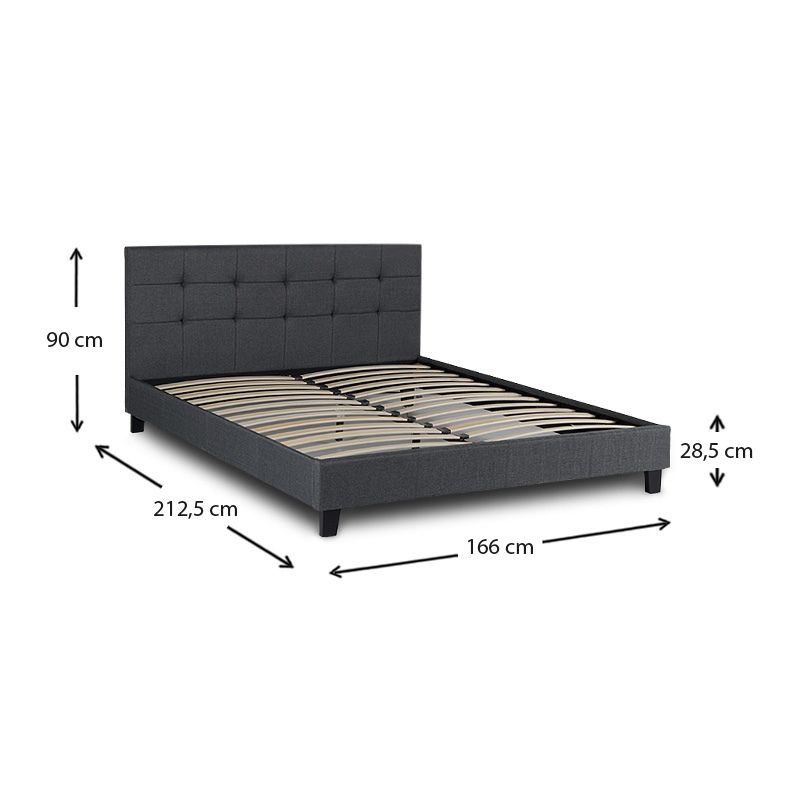 Sissy Megapap fabric bed in anthracite color 160x200cm.