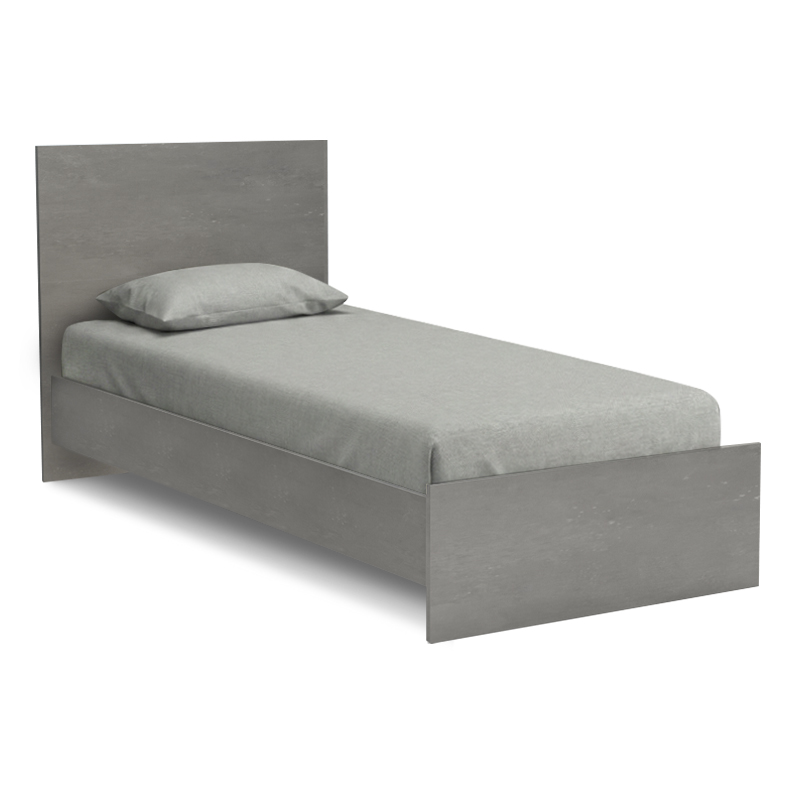 Troy Megapap melamine bed in concrete grey color 100x200cm.