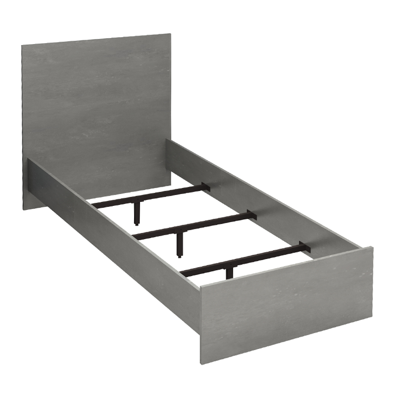 Troy Megapap melamine bed in concrete grey color 100x200cm.