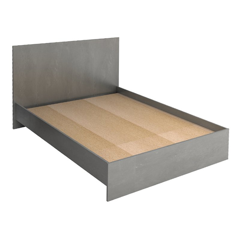 Troy Megapap melamine bed in concrete grey color 140x190cm.