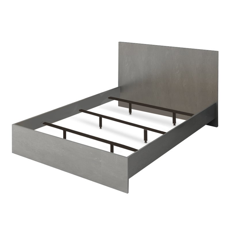 Troy Megapap melamine bed in concrete grey color 140x190cm.