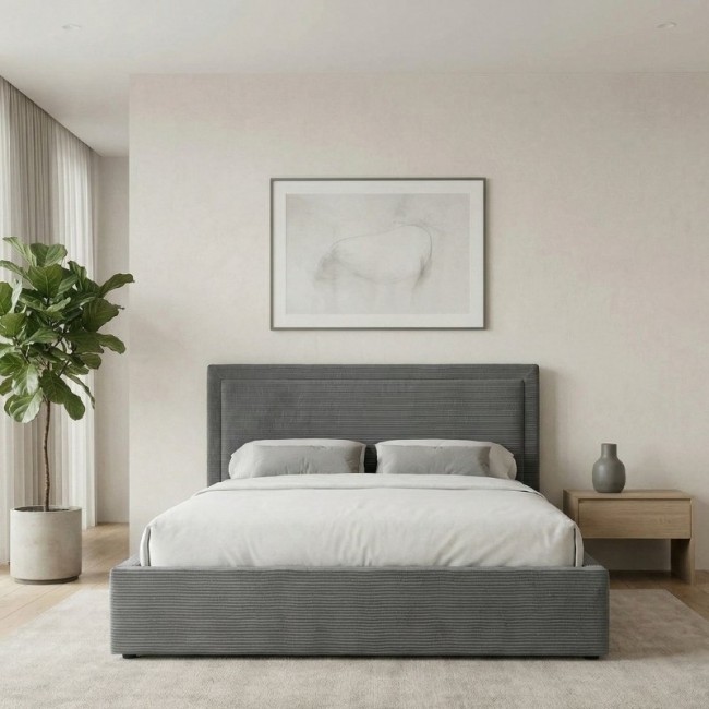 Velar Megapap fabric bed with storage space in grey color 160x200cm.
