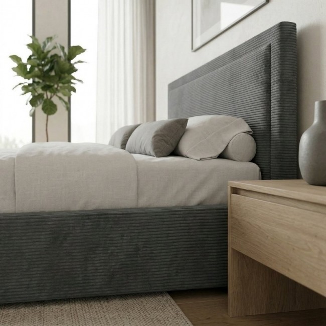 Velar Megapap fabric bed with storage space in grey color 160x200cm.