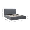 Velar Megapap fabric bed with storage space in grey color 160x200cm.