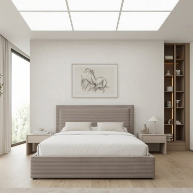 Κρεβάτι Velar Megapap υφασμάτινο με αποθηκευτικό χώρο χρώμα μόκα 160x200εκ.