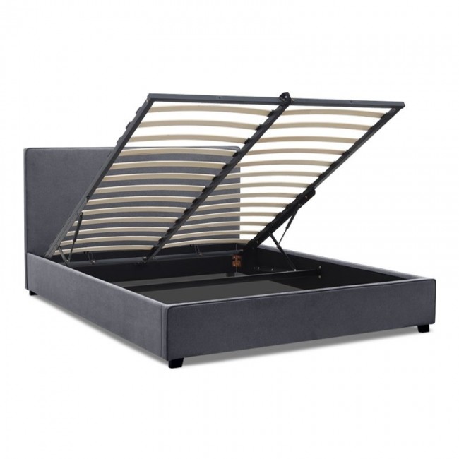 Κρεβάτι Verona Megapap υφασμάτινο με αποθηκευτικό χώρο χρώμα ανθρακί 160x200εκ.