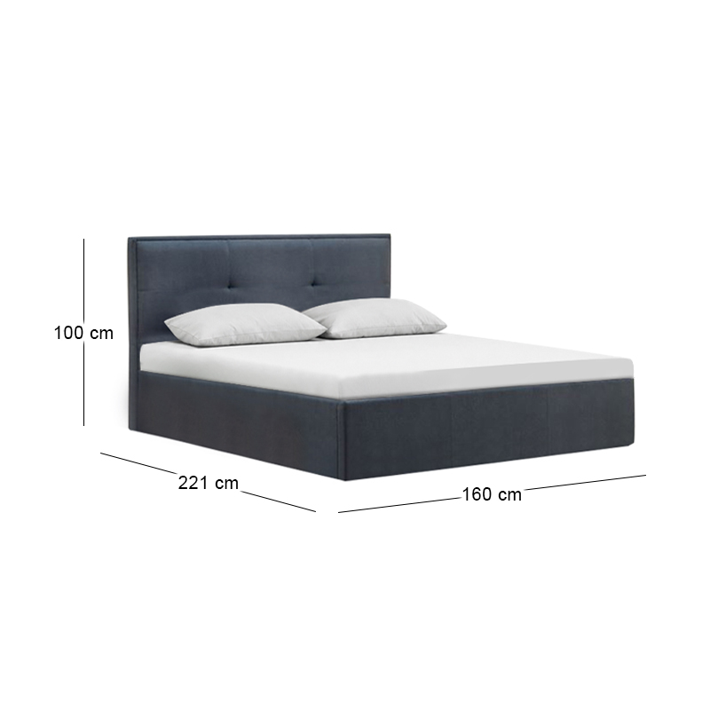 WALTER Gas Lift Bed (for Mattress 150x200cm) Grey Fabric