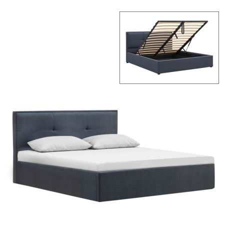 WALTER Gas Lift Bed (for Mattress 160x200cm) Grey Fabric