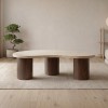 LAMBERT Coffee Table 130x70cm MDF Natural Stone/Walnut
