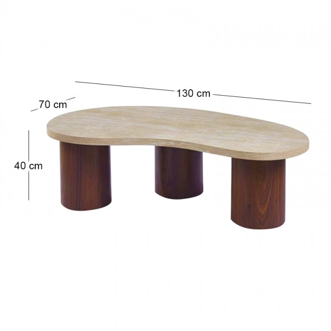 LAMBERT Coffee Table 130x70cm MDF Natural Stone/Walnut