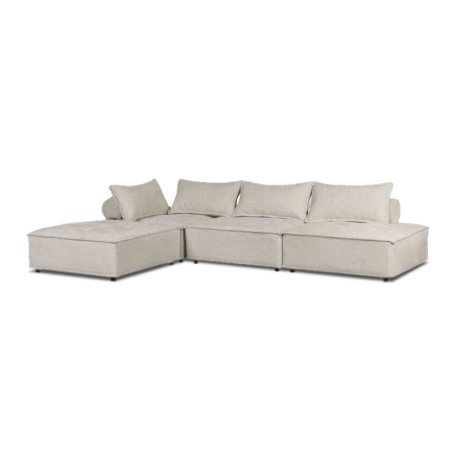 LARRY Multifunctional Corner Sofa, Fabric Ecru