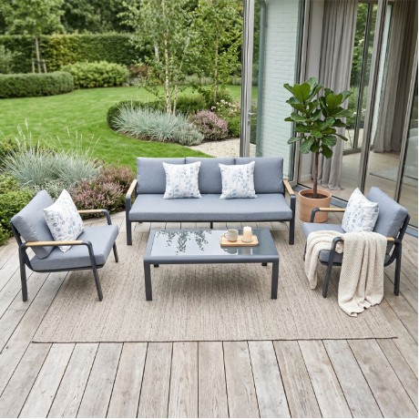LATINO Set (4pcs) Alu Black/Cushions Grey