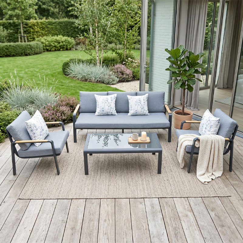 LATINO Set (4pcs) Alu Black/Cushions Grey