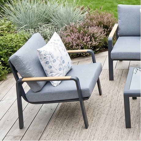 LATINO Set (4pcs) Alu Black/Cushions Grey