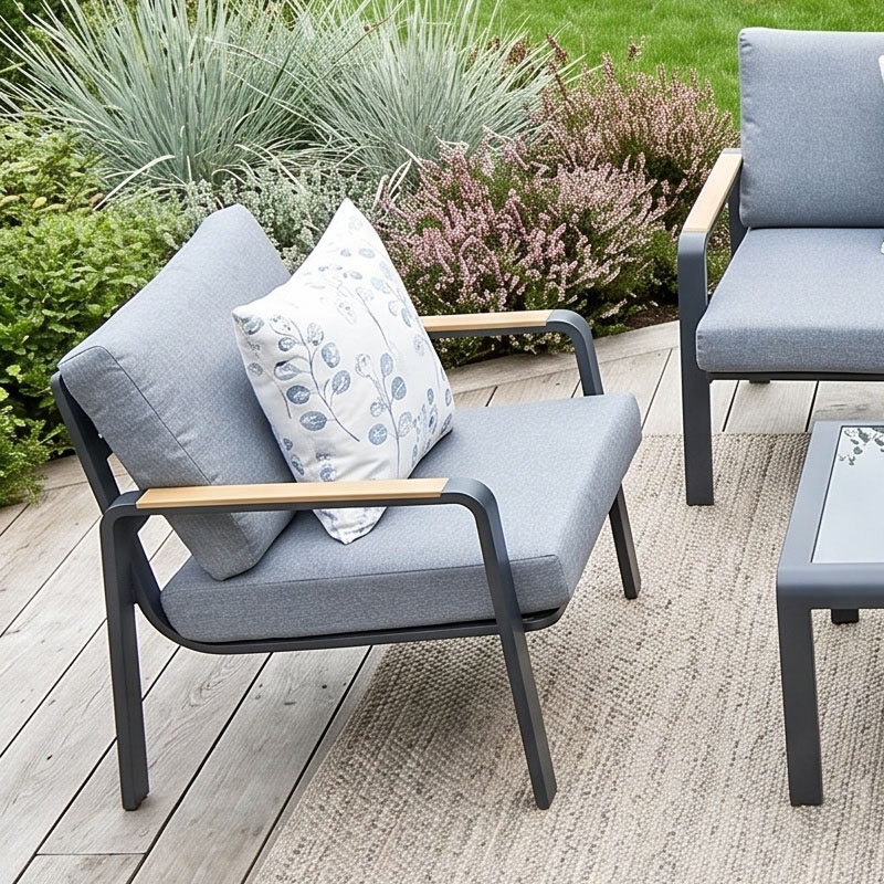 LATINO Set (4pcs) Alu Black/Cushions Grey