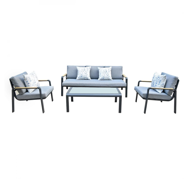 LATINO Set (4pcs) Alu Black/Cushions Grey