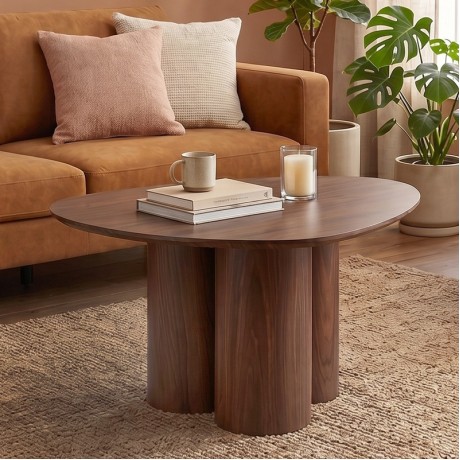 LEBRON Coffee Table 80x80cm MDF Walnut