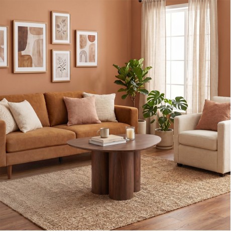 LEBRON Coffee Table 80x80cm MDF Walnut