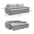 LIDRA Sofa-Bed 3-Seater / Fabric Grey