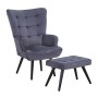 LOBBY Set Armchair & Stool Metal Black/Velure Dark Grey