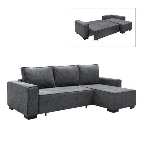 LONDON Left Corner Sofa-Bed / Fabric Anthracite