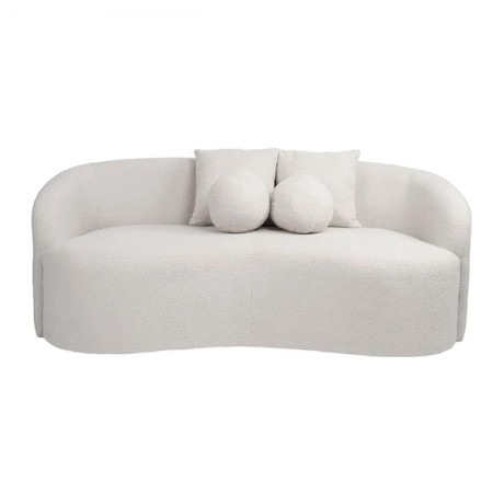 Καναπές Lyon διθέσιος ύφασμα teddy χρώμα λευκό 178x82x68εκ.