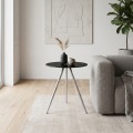 MABEL Side Table D.50xH51cm, Glass Black