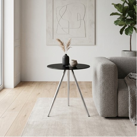 MABEL Side Table D.50xH51cm, Glass Black