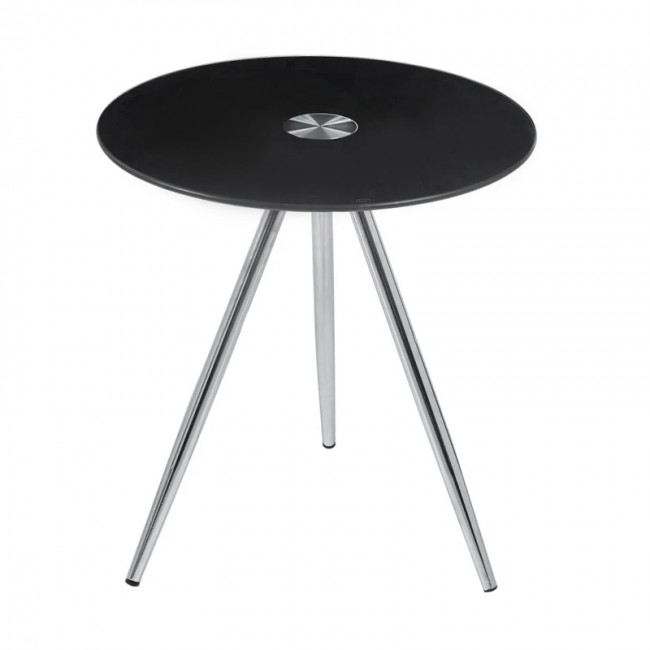 MABEL Side Table D.50xH51cm, Glass Black