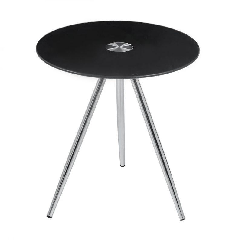 MABEL Side Table D.50xH51cm, Glass Black