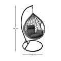 MADRID Hanging Lounge Steel & Wicker Grey/Cushion Grey