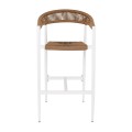 MADY Σκαμπό Bar, ALU Άσπρο, Rope Wicker Φυσικό 56x58x105cm